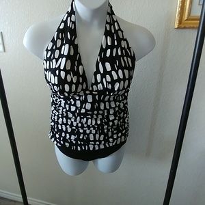INC black and white halter swim suit 14
